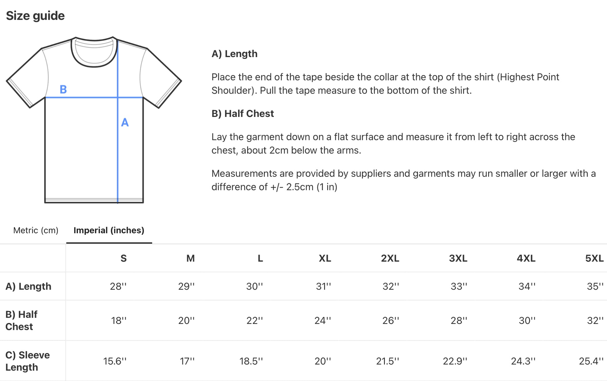 Size guide